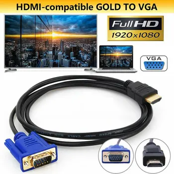 1.8 M/6FT Altın HDMI uyumlu Erkek VGA Erkek 15 Pin Video Adaptör Kabloları 1080P 6FT TV DVD KUTUSU Aksesuarları  10