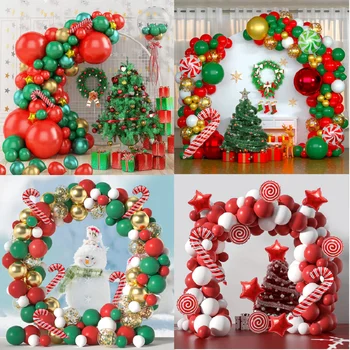 1 Takım Noel Balonlar Kemer Kiti Santa Geyik Noel Kırmızı Şeker Hediye Kutusu Folyo Balon Noel Süslemeleri için Parti Malzemeleri  10