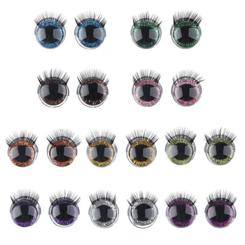 1 Çift Yeni Temizle 3d Glitter Güvenlik Gözler Kirpik Oyuncaklar Kukla Tığ Plastik Güvenlik Oyuncak Gözler 20mm Plastik Bebek Göz Küresi  10