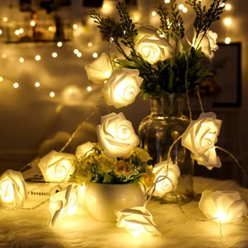 10/20/40 LED beyaz pembe gül çiçek noel ışıkları tatil dize ışıkları USB / pil kumandalı sevgililer düğün parti dekor  10