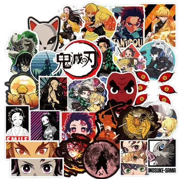 10/30/50/100 ADET Anime iblis avcısı Kimetsu hiçbir Yaiba Çıkartmalar Kaykay Buzdolabı Dizüstü Seyahat Bagaj Klasik oyuncak Etiket Çocuk için  10