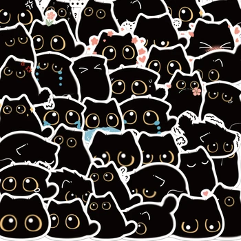 10/40 ADET Sevimli Küçük Siyah Briket Kedi Çıkartmalar Su Geçirmez Karikatür Dekorasyon Laptop Kupası Telefon Bavul Çocuklar Hediye Oyuncak Çıkartması  10