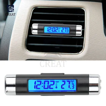 2 in 1 Araba Dijital LCD Saat / Sıcaklık Göstergesi Elektronik Saat Termometre Araba Dijital Zaman Saati Araba Aksesuarı  3