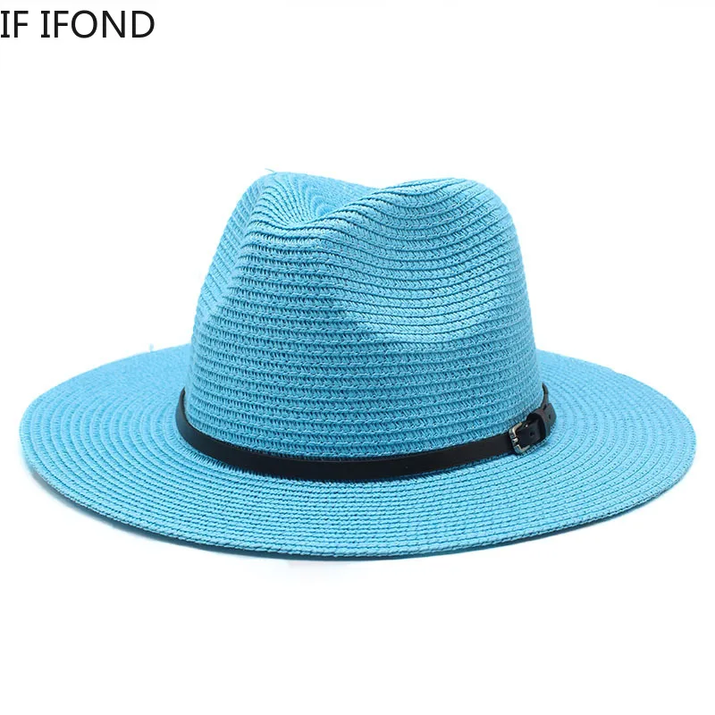 2022 Yaz Plaj Kağıt Hasır Şapka Kadınlar İçin Renkli Panama Tatil Güneş Kapaklar Geniş Ağızlı Üst Caz Şapka