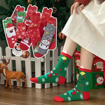 2022 Yeni Yıl Karikatür Noel Çorap Elk Kardan Adam Noel Baba Çorap Kadın Çorap Çocuk noel hediyesi  10