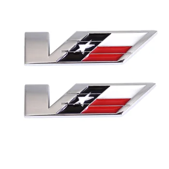 2x Krom Texas V Logo Araba Çamurluk Dekorasyon Kapı Arka Amblem Çıkartmaları ESV CTS-V STS-V ATS-V XLR Aksesuarları  10