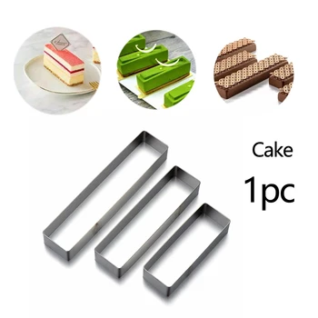 3 boyutları Paslanmaz Çelik Mus Halka Dikdörtgen Kek Halkası Çerez Kesiciler Mus kek pişirme kalıbı Tiramisu Fırında Araçları Sıcak Satış  10