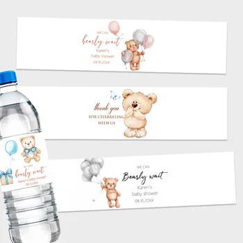 30 adet Sevimli Ayı Su Şişesi Sarar Sticker Özel Etiketler Vaftiz Bebek Duş Doğum Günü Partisi Kişiselleştirilmiş Dekor Çıkartmalar Malzemeleri  10