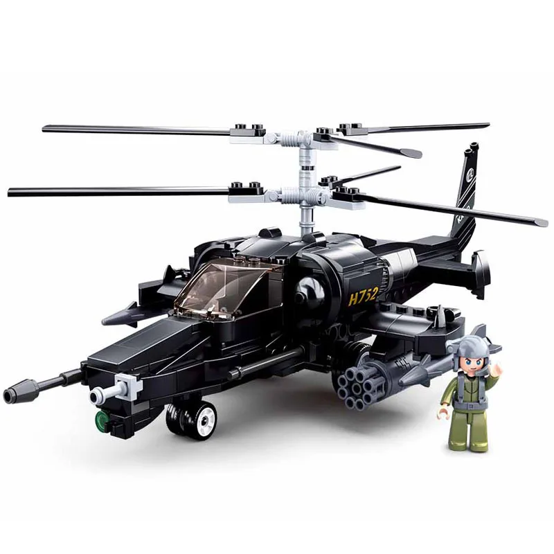 330 Adet Askeri KA - 50 Silahlı Helikopter Modeli Tuğla DIY Yaratıcı İnşaat Yapı Taşları Setleri Eğitici Oyuncaklar Çocuklar için