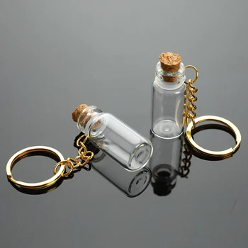 5 adet / grup Mini Cam Şişe Flakon Tüp İksir Parfüm Mantar Kavanoz Dilek Kolye Charm Mini Dilek Cam Şişeler  10