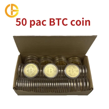 50 adet / grup Bitcoin Lot Sikke Seti Metal Fiziksel Altın Kaplama BTC Sikke Kripto Hatıra Hediye Cryptocurrency Toptan Dropshipping  10