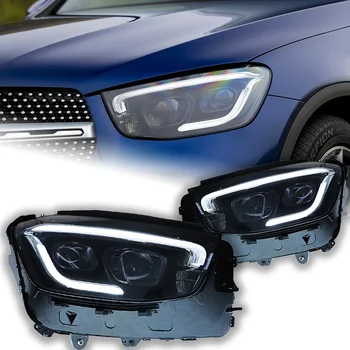 AKD Araba Styling Farlar Benz GLC için LED Far 2017-2022 C253 X253 GLC200 GLC260 GLC300 DRL Kafa Lambası Oto Aksesuarları  5