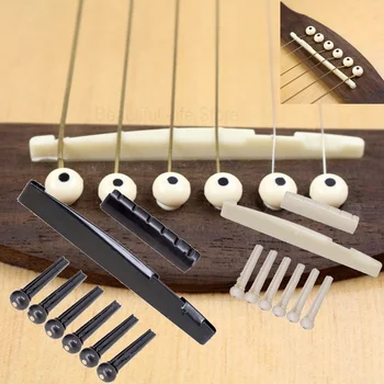 Akustik Gitar Kaliteli Taşınabilir 6-String Gitar Köprü Pimleri Eyer Somun Akustik Sığır Tailpiece Plastik Gitar Aksesuarları  10