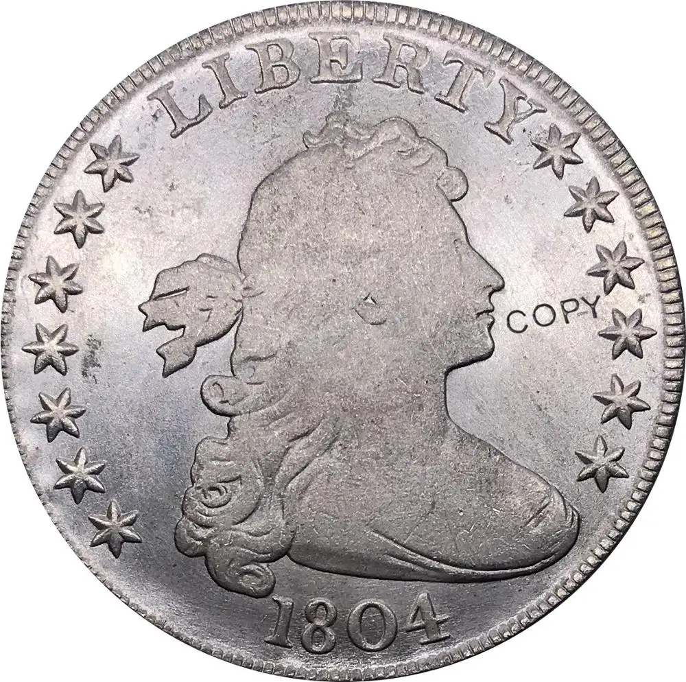 Amerika Birleşik Devletleri Sikke 1804 Liberty Dökümlü Büstü Bir Dolar Hanedan Kartal Cupronickel Gümüş Kaplama Kopya Paraları