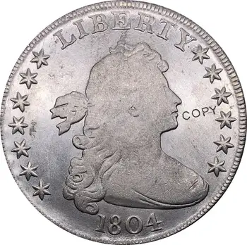 Amerika Birleşik Devletleri Sikke 1804 Liberty Dökümlü Büstü Bir Dolar Hanedan Kartal Cupronickel Gümüş Kaplama Kopya Paraları  10