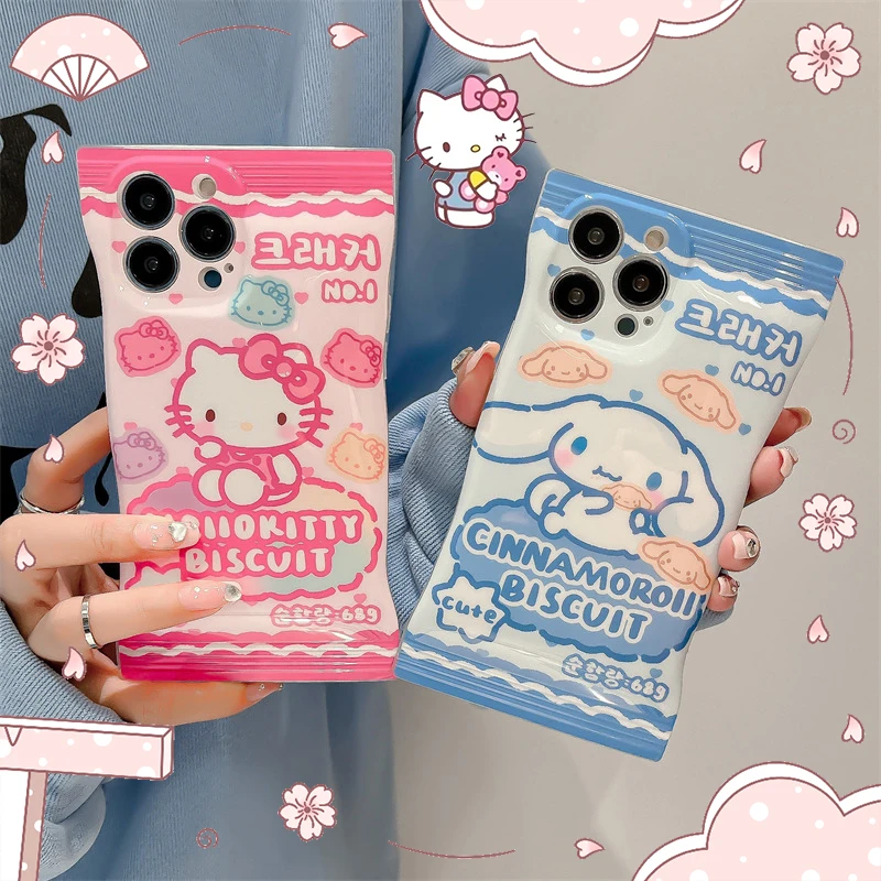 Anime Sanrio Hello Kittys telefon kılıfı Kawaii Melodi Cinnamoroll iPhone 14 13 12 11 Xs Xr Pro Max Kızlar Cep Koruyucu Kabuk