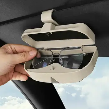 Araba Güneşlik Gözlük Durumda Göz ABS Deri Güneş Gözlüğü Organizatör Dağı Bilet kart klibi Otomatik Geçmeli Gözlük Tutucu  10