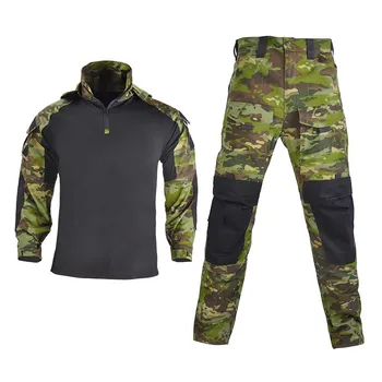 Askeri Üniforma Kamuflaj Taktik Takım Elbise Erkekler Ordu Özel Kuvvetler Savaş Paintball Gömlek Kargo Pantolon Seti Pedleri ile İş Elbiseleri  10