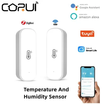 CORUİ Tuya ZigBee / WİFİ Akıllı Sıcaklık Ve Nem Sensörü Kapalı Higrometre Denetleyicisi İle Çalışmak Akıllı Yaşam Alexa Google Ev  10