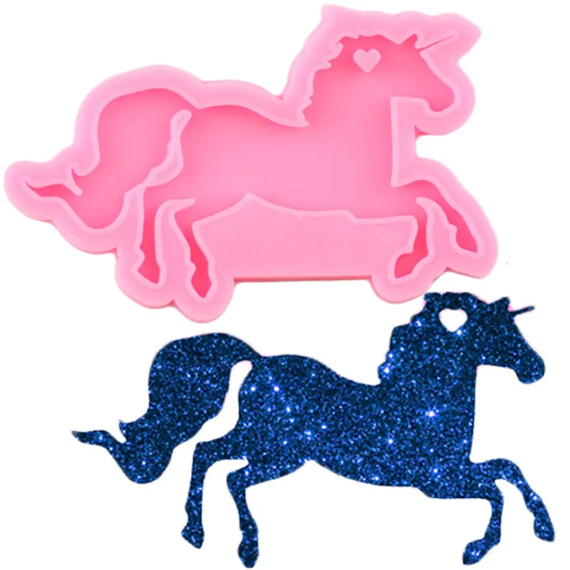 Disney Parlak Pegasus Unicorn silikon kalıp Anahtarlık Epoksi Reçine Kalıpları Kolye Takı Yapımı Kalıpları Çikolata Şeker Jöle Kalıp