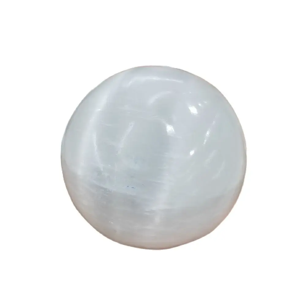 Doğal beyaz selenit opal cilalı kristal küresel taş taş şifa orijinal alçı taş masajı