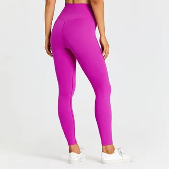 Düz Renk Sıkıştırma Tayt Spor Kadın Fintess Sıkı Yüksek Bel Yoga Pantolon Egzersiz Yumuşak Gym Training100 % squat Geçirmez Koşu  10