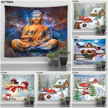 Hint buda'nın Meditasyon Psychedelic Sahne Ev Sanat Dekoratif Goblen Bohemian Dekoratif Noel Tema Duvar Halıları  10