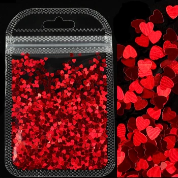 Holografik Tatlı Aşk Kalp Tırnak Glitter Gevreği Shining Pullu Nail Art Madeni Pul Manikür 3D DIY Nail Art Süslemeleri  10