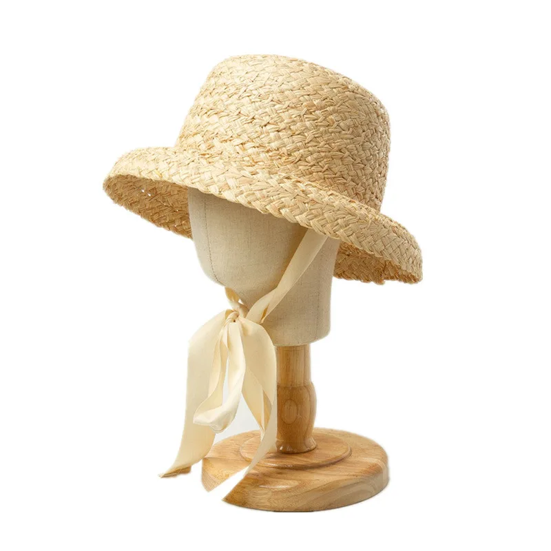 HoneyCherry Fransız çocuk tencere kapağı Hasır Şapka Tatlı Sunhat Bebek Fotoğraf Sahne Bebek Kız Şapka Yenidoğan Bebek Kız