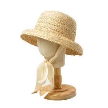 HoneyCherry Fransız çocuk tencere kapağı Hasır Şapka Tatlı Sunhat Bebek Fotoğraf Sahne Bebek Kız Şapka Yenidoğan Bebek Kız  5