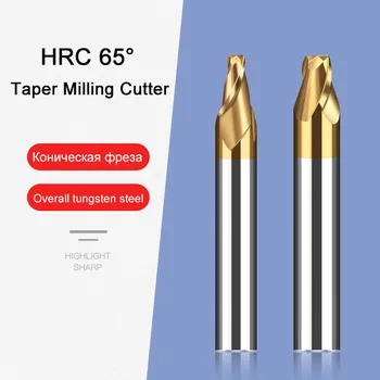 HRC65 2 Flüt Karbür Konik End Mill Açısal CNC İşleme freze kesicisi Konik Metal Yönlendirici Bit D0. 3-D2 mm 10 15 20 30 Derece  10