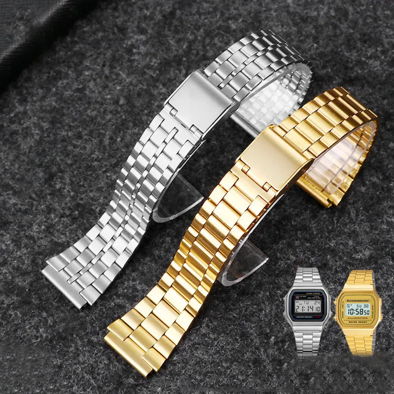 Ince çelik watchband CASİO çelik bileklik a158 / a159 / A168 / a169 / b650 / aq230 / 700 küçük altın izle serisi 18mm Bileklik