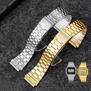Ince çelik watchband CASİO çelik bileklik a158 / a159 / A168 / a169 / b650 / aq230 / 700 küçük altın izle serisi 18mm Bileklik  10