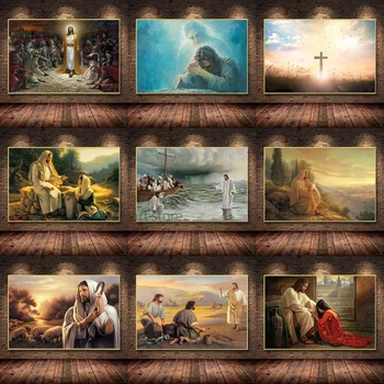 İsa Mesih Su üzerinde Yürüyüş Din Tuval Boyama Poster Baskı Duvar Sanatı Soyut Resim Oturma Odası Ev Dekor ıçin Cuadros  10