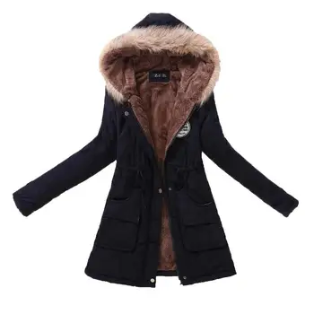 Kore versiyonu yeni sonbahar ve kış kadın pamuklu ceket yastıklı rahat ince ceket işlemeli kapüşonlu parka 3XL pamuk co  10