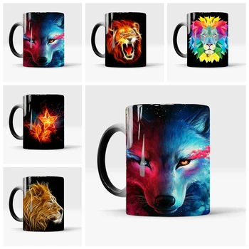 kral aslan Kurt Renk değiştiren kupa sihirli ısıya duyarlı çay bardağı Kahve Kupa Hediye Kupa Çocuklarınız veya Arkadaşlarınız için Ücretsiz Kargo  10