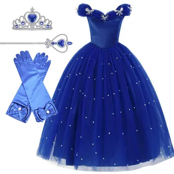 Kız Külkedisi Cosplay Kostüm Çocuklar Noel Gece Elbisesi Bebek Kız Kelebek Mavi Parti Elbise Çocuk Cadılar Bayramı Vestidos  10