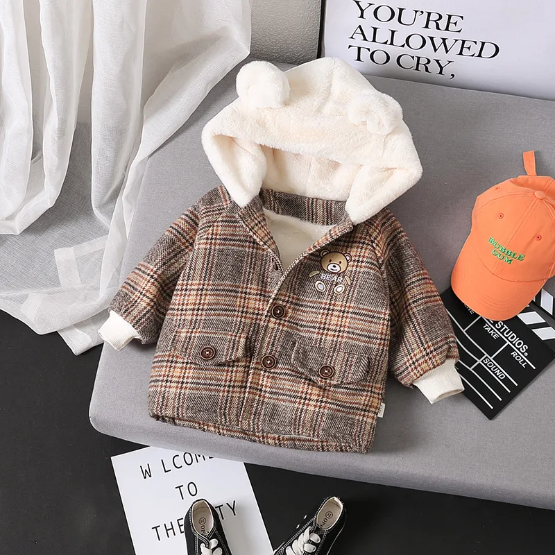 Kış Yenidoğan Toddler Bebek Erkek / Kız Sıcak kapüşonlu ceket Giyim çocuklar Peluş Sıcaklık Ceket Çocuk Mont Moda Bebek Giysileri