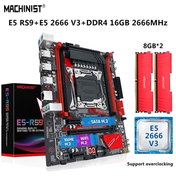 MAKİNİST X99 Anakart LGA 2011-3 Seti Kiti Xeon E5 2666 V3 CPU İşlemci 16G=2 * 8G DDR4 2666MHz RAM Combo SATA NVME M. 2 E5 RS9  10