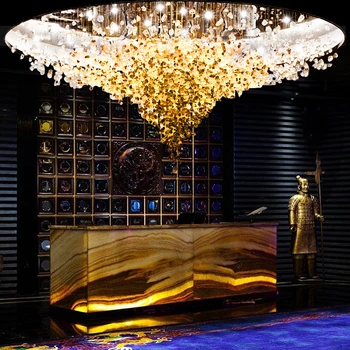 Modern Lüks Taş Kristal LED avizeler Oturma odası Villa Otel salonu büyük kolye ışıkları kapalı dekor Asılı Lambalar  10