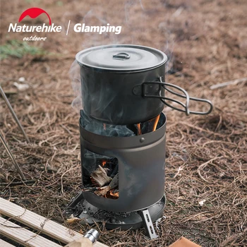 Naturehike piknik Mini odun sobası 200g Ultralight alt braket titanyum ısı fırını seyahat pişirme aracı açık kamp  10