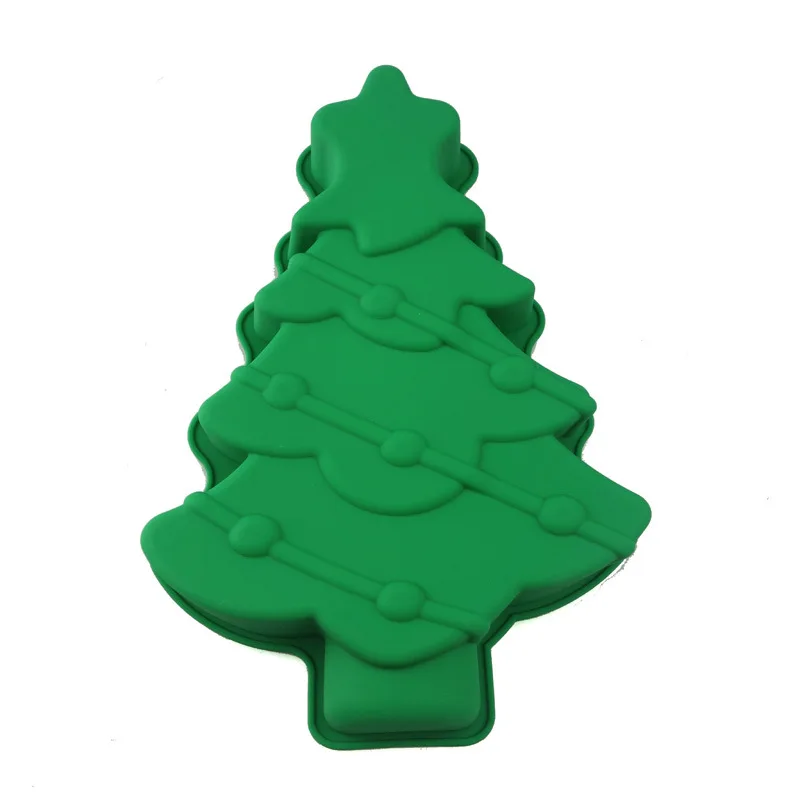 Noel Ağacı Silikon Kek Kalıp 30 * 21.5 * 4 cm Tek Delik Pişirme Tepsisi Sıcaklık Dıy El Yapımı Sabun Kalıp Silikon Bakeware