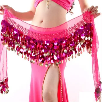 Oioninos Marka Yeni Kadın Oryantal Dans Kostüm Çok Renkler Şifon Kalça Eşarp Wrap Sequins Kemer 58 Sikke Etek  10