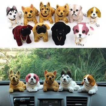 Pano Sallayarak Kafa Şanslı Köpekler Sevimli Oyuncak Araba Süs Dekor Başını Sallayarak Köpekler Araba Dekorasyon için  10