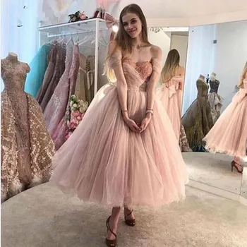 Pastel Pembe Akşam resmi elbiseler robe de soiree 2020 Dantel Glitter Boncuklu Balo elbisesi Resmi Elbise Ayak Bileği Uzunluğu Sevgiliye  10