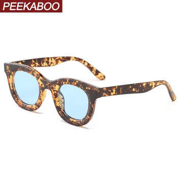 Peekaboo erkek kare güneş kadınlar vintage leopar mavi yuvarlak güneş gözlüğü uv400 kadın aksesuarları moda sıcak tarzı 2022  10