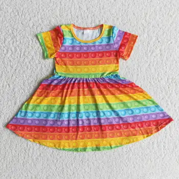 pop ıt kız elbise ilkbahar ve yaz en popüler baskılı çocuk giysileri sanal pop-up bebek kız elbisesi  10