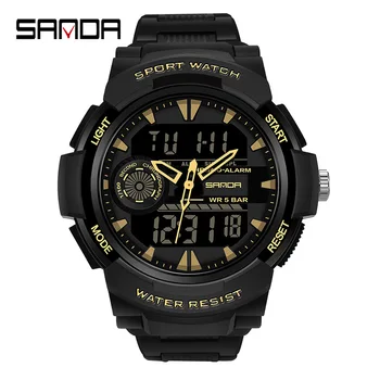 Quartz saat Erkekler Askeri Spor Saatler Adam SANDA marka Su Geçirmez Kol Saati Moda Dijital LED İzle Yeni reloj hombre  10
