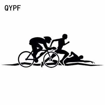 QYPF 15.5 cm*5.3 cm Yaratıcı Kişilik Triatlon Komik Vücut Araba Çıkartmaları S2-0051  10