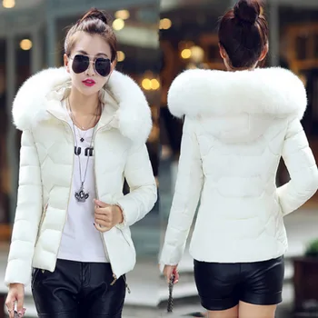 Sonbahar Kış kapüşonlu ceket Ceket Kadınlar Yeni Kadın Aşağı Sıcak Pamuk Tüy Yaka Giyim Kısa Parka Jaqueta Feminina  10